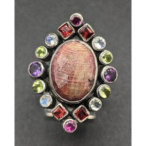 Nicky Butler NB Sterling Silver 925 Multi Gemstone Statement Ring Size 12